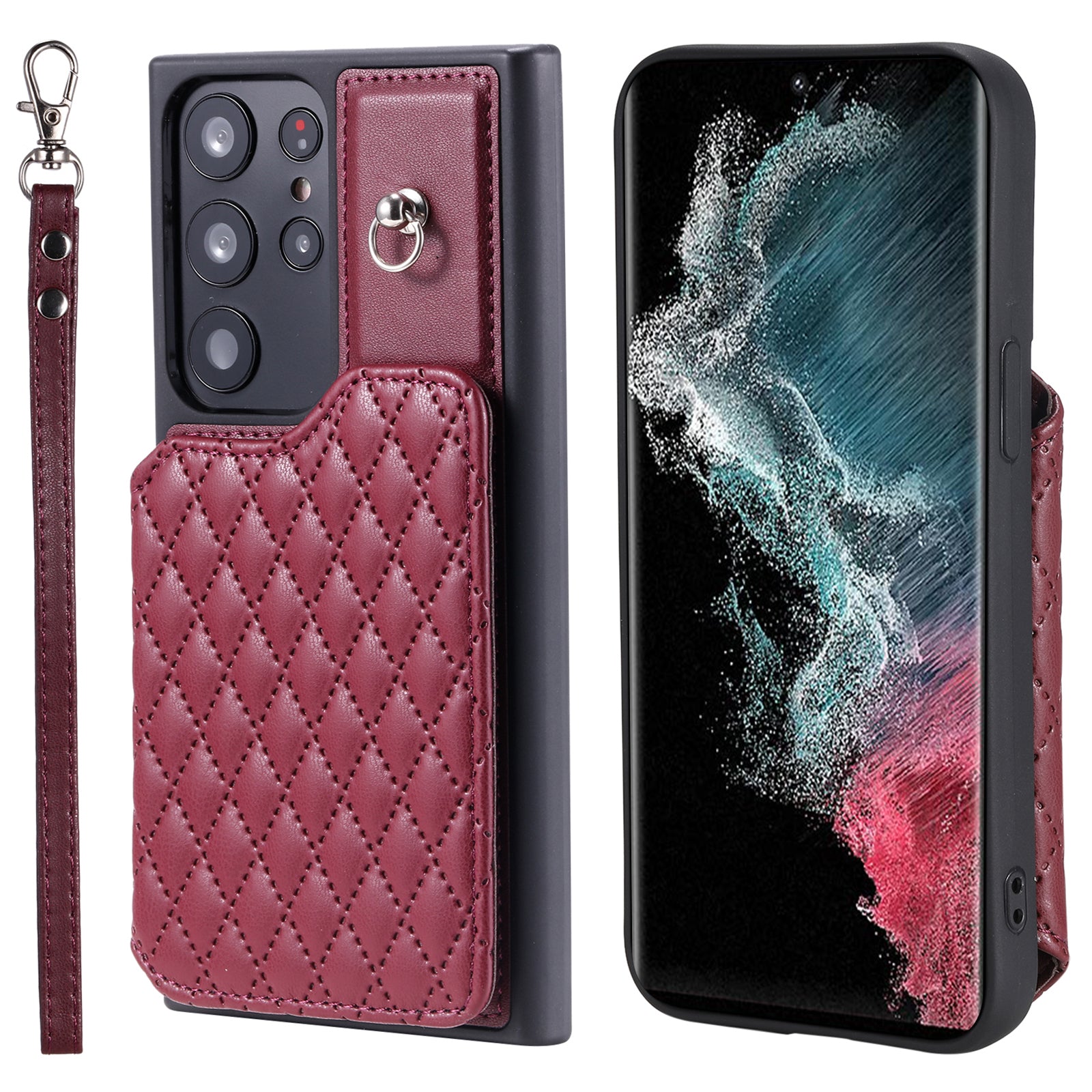 Style 008 For Samsung Galaxy S22 Ultra 5G RFID Blocking Card Holder Phone Case Leather TPU Kickstand Back Cover Style 008 For Samsung Galaxy S22 Ultra 5G RFID Blocking Card Holder Phone Case Leather TPU Kickstand Back Cover